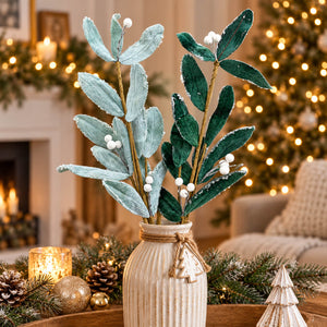 House of Seasons Frosted Velvet Leaf Branch – 60 cm