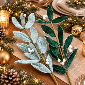 House of Seasons Frosted Velvet Leaf Branch – 60 cm