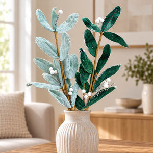 House of Seasons Frosted Velvet Leaf Branch – 60 cm