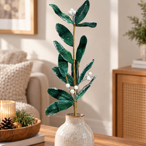 House of Seasons Frosted Velvet Leaf Branch – 60 cm