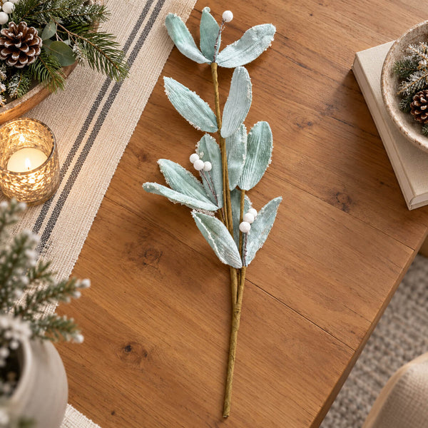 House of Seasons Frosted Velvet Leaf Branch – 60 cm
