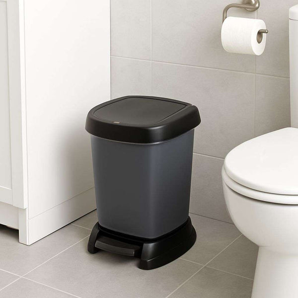 Rotho Paso Dark Grey 6L Trash Can With Pedal