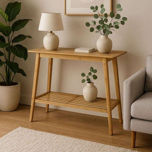 Wenko Sustainable Bamboo Console Table – Compact Multi-Purpose Furniture & Shelving