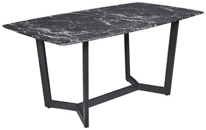 Reality Colonia Black Glass Marble Look Dining Table