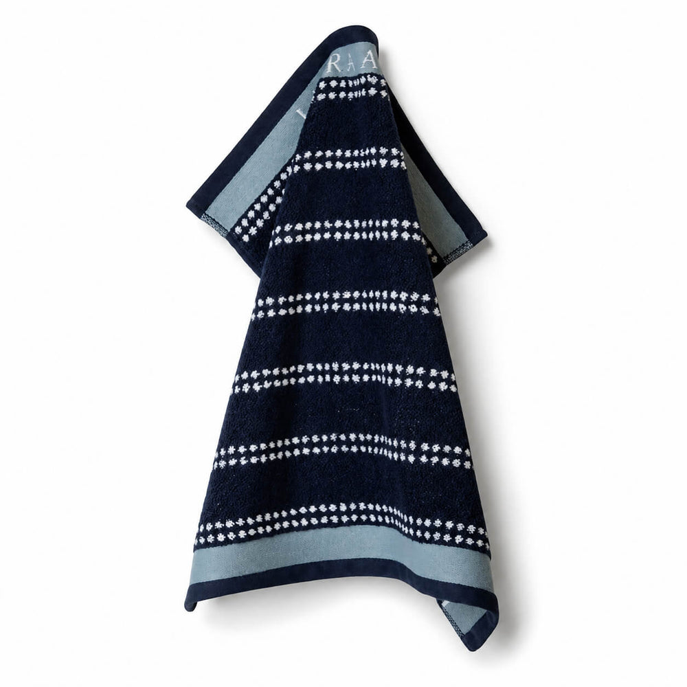 Laura Ashley Kitchen Towel - Midnight Horizontal Dotted Stripes