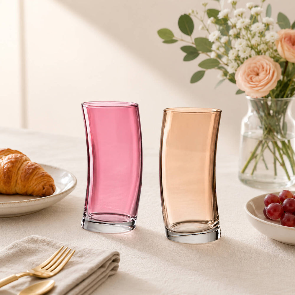Leonardo Swing Colored Glass Set – 2-Piece Curved Drinking Glasses
