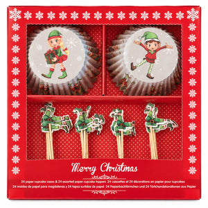 Migros Christmas Cupcake Decorating Kit– 24 Cases + 24 Elf Toppers