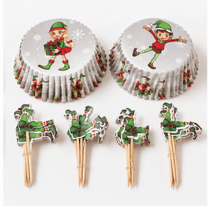 Migros Christmas Cupcake Decorating Kit– 24 Cases + 24 Elf Toppers