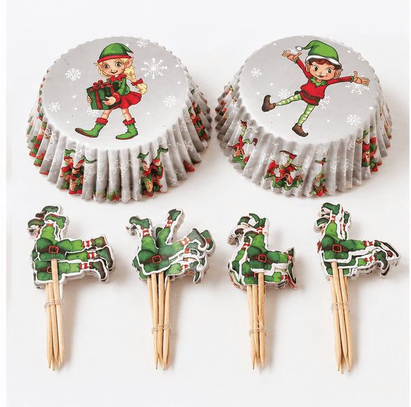 Migros Christmas Cupcake Decorating Kit– 24 Cases + 24 Elf Toppers