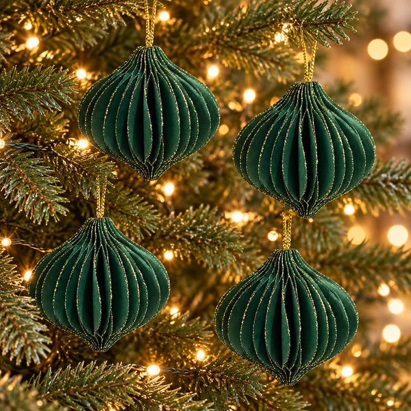 Glitter Honeycomb Christmas Ornaments – Set of 4