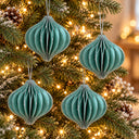Glitter Honeycomb Christmas Ornaments – Set of 4
