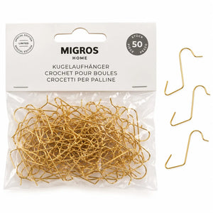 Christmas Bauble Hooks -Gold - Set of 50