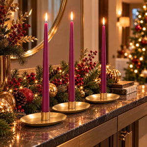 Christmas Castle Plum Taper Candles – Set of 4 – 40 cm