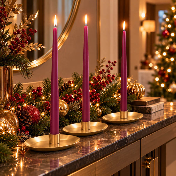 Christmas Castle Plum Taper Candles – Set of 4 – 40 cm