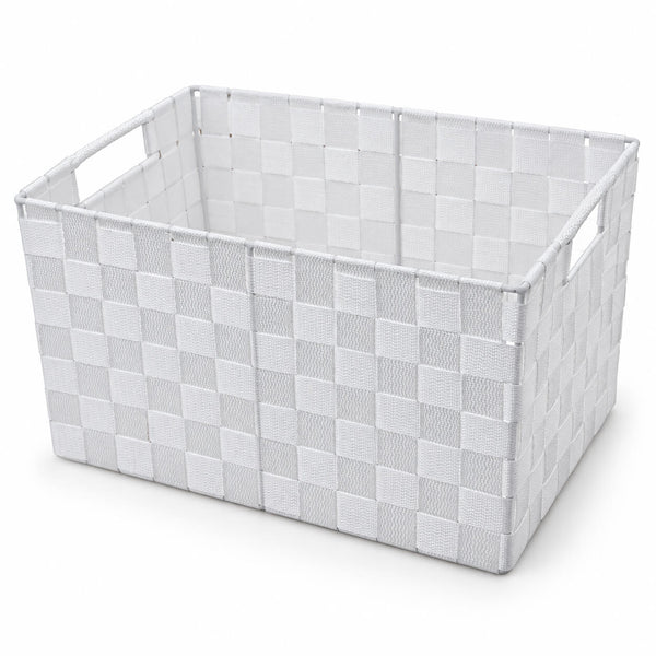 Wivi White Woven Textile Basket 35x25x22cm