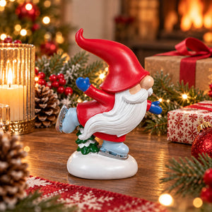 Christmas Slopes Skating Santa Gnome Figurine - 15 cm