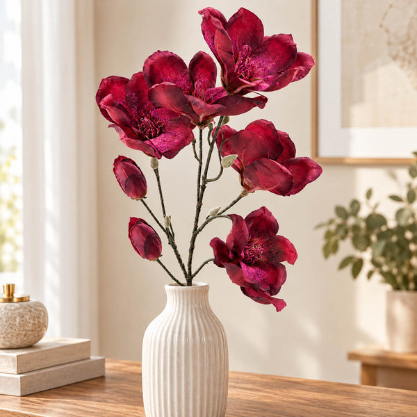 Migros Decorative Glitter Magnolia Flower Branch – 70 cm