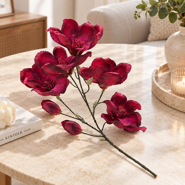Migros Decorative Glitter Magnolia Flower Branch – 70 cm
