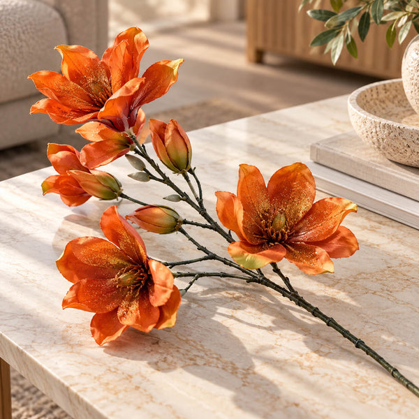Migros Decorative Glitter Magnolia Flower Branch – 70 cm