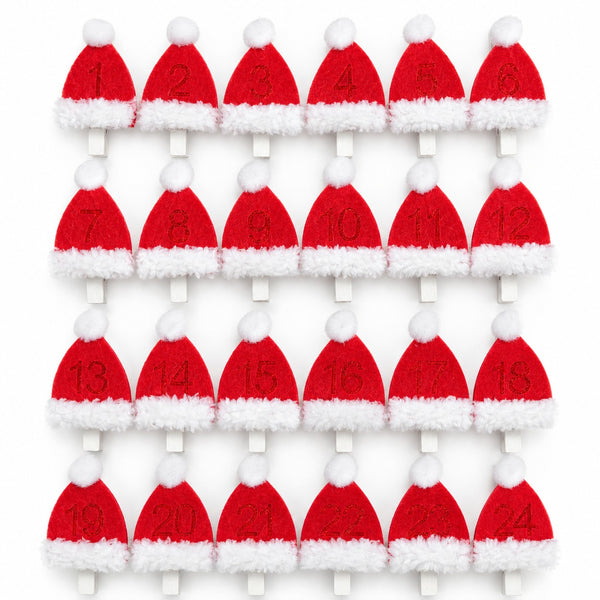 Migros Noël set of 24 numbered Santa hat Advent clips