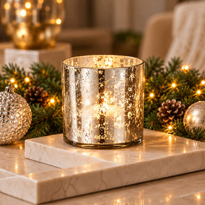 Traditional LED Glass Lantern with Real Wax Candle – Gold & Silver