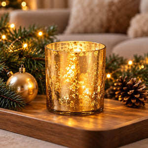 Traditional LED Glass Lantern with Real Wax Candle – Gold & Silver