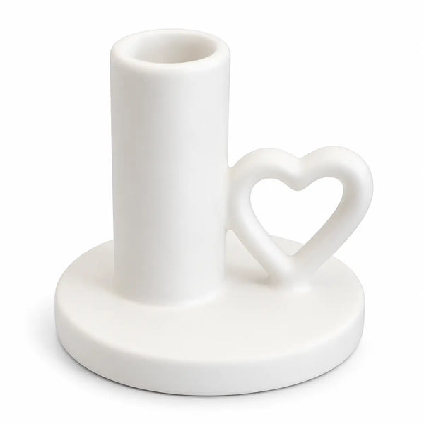 White Heart Candle Holder – Approx. 11 cm