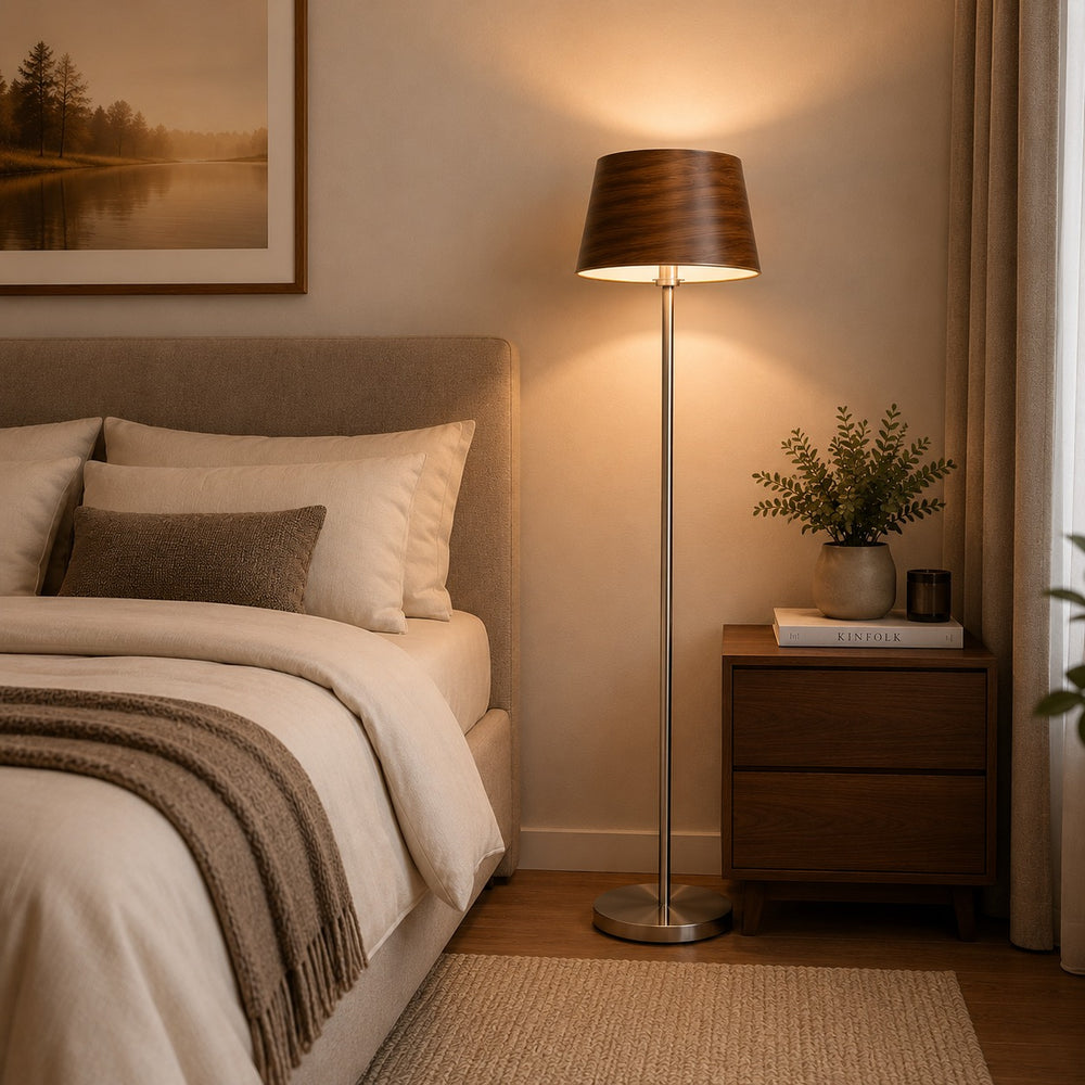 Modern Tripod Floor Lamp with Fabric Lampshade