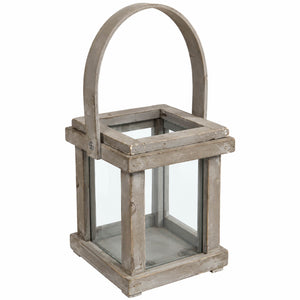 Natural Collections Rustic Wooden Lantern with Glass Panels – 17.5 cm