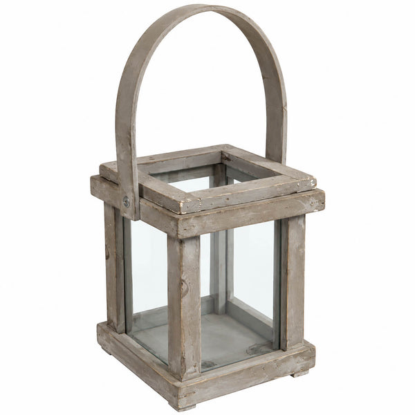 Natural Collections Rustic Wooden Lantern with Glass Panels – 17.5 cm