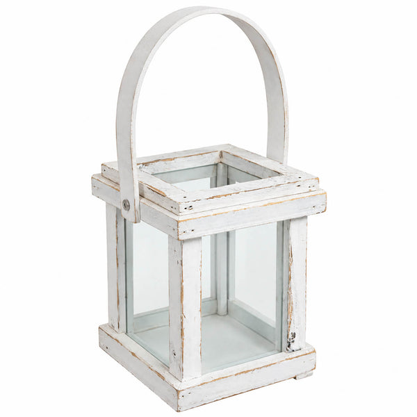 Natural Collections Rustic Wooden Lantern with Glass Panels – 17.5 cm