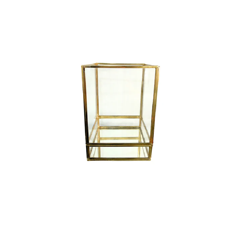 Micasa Clear and Gold Vase/Box with Mirror - Medium & Large