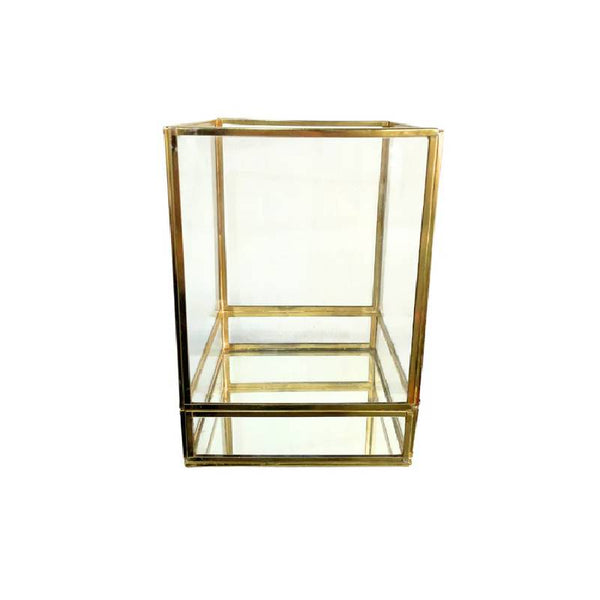 Micasa Clear and Gold Vase/Box with Mirror - Medium & Large