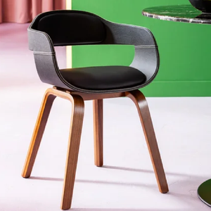 KARE Design Costa Elegant Mi-Century Modern Armchair in Black & Walnut