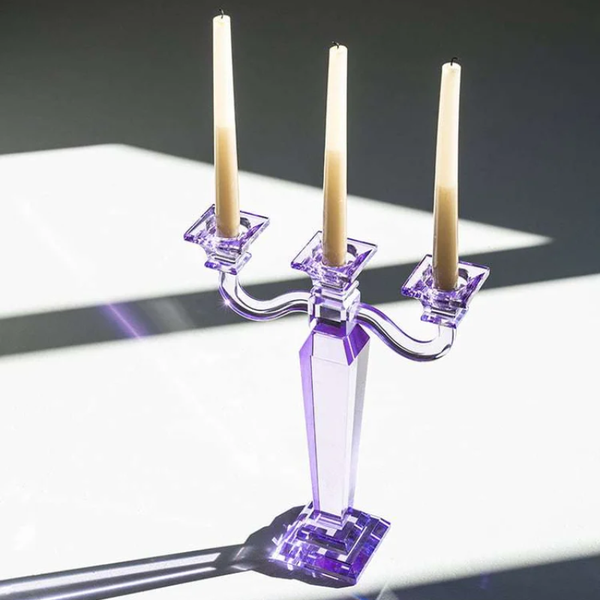 By Boo Decorative 3-Arm Candle Holder – In Presly Blue, Green & Lilac