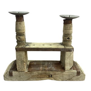 Antique Wood and Steel Candle Holder - Small, Medium, Large