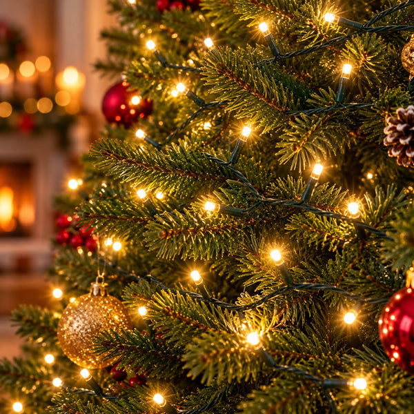 Noël Amber Lights - 100 LED Christmas String Lights – Green Cable – 9.9 m