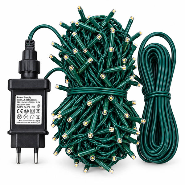 Noël Amber Lights - 100 LED Christmas String Lights – Green Cable – 9.9 m