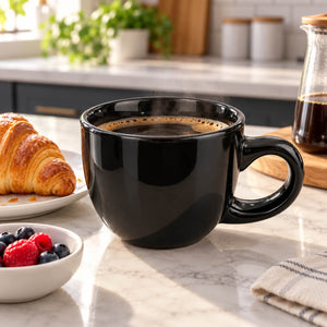Norwood Black Ceramic Latte Mug – 11 cm