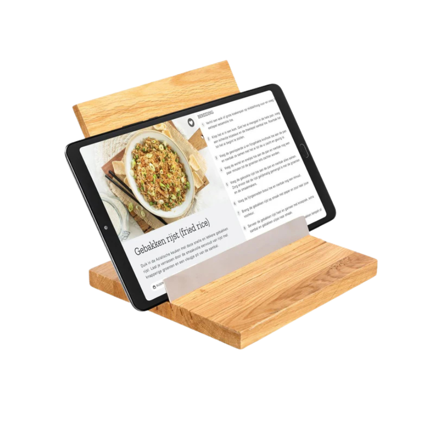 WD lifestyle Handcrafted Sustainable Oak Wood Cookbook & Tablet Stand