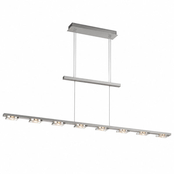 Philips Massive PLATO brushed aluminum linear LED pendant light with 8 integrated warm white LEDs