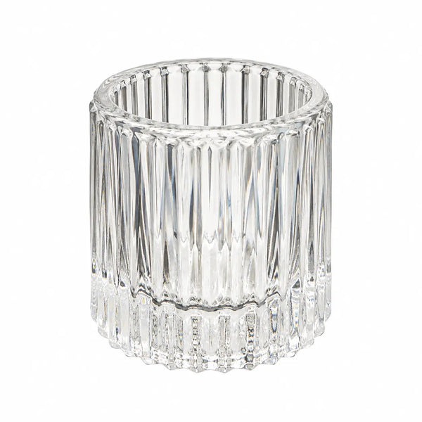 Christmas Classy Ribbed Glass Candle Holder – 8 cm – 2 Colors