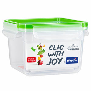 Rotho Click & Lock Square Food Storage Container 1.4L