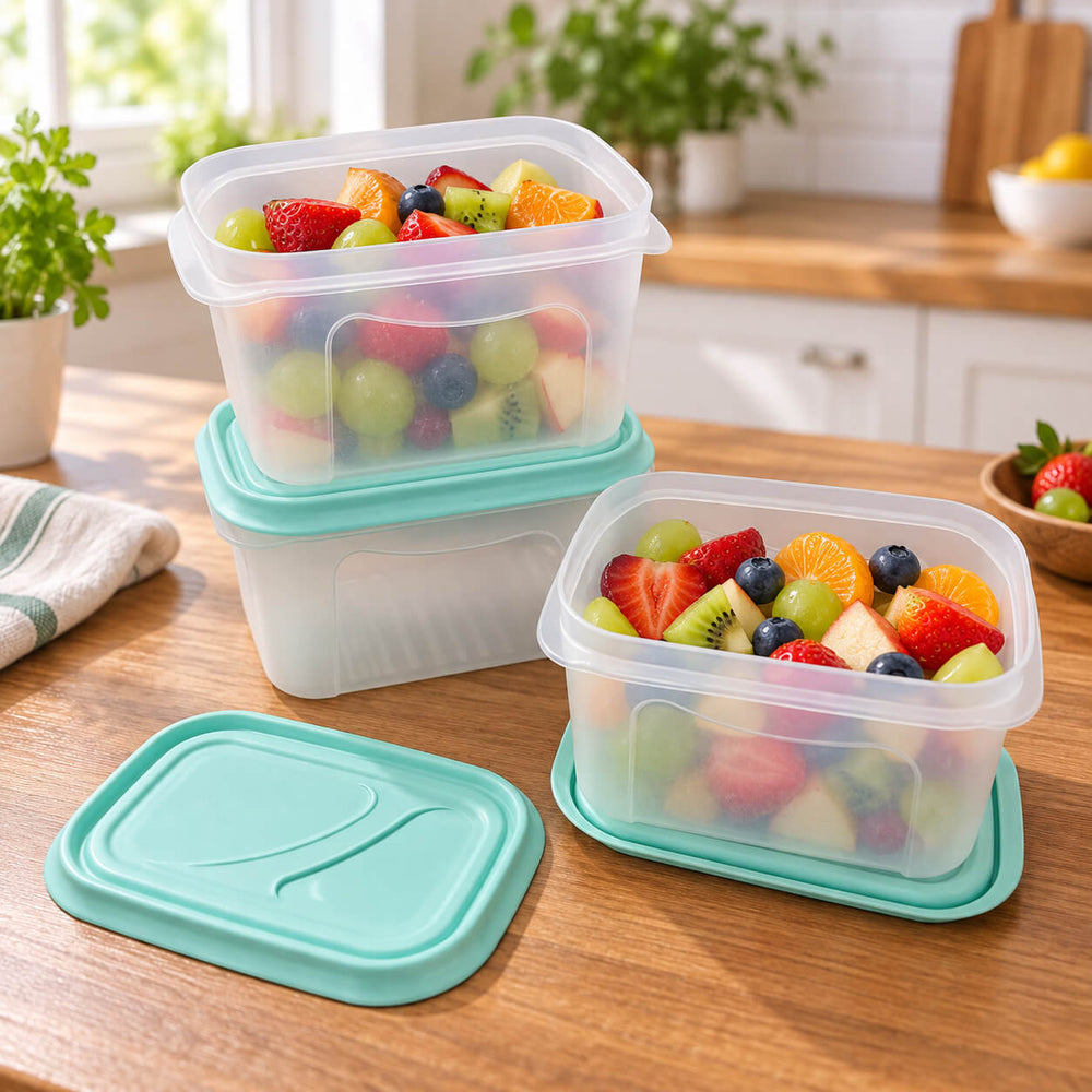Rotho Food Storage Container Set – 3 × 1 L, Mint Green