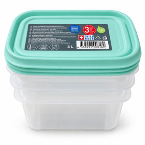 Rotho Food Storage Container Set – 3 × 1 L, Mint Green