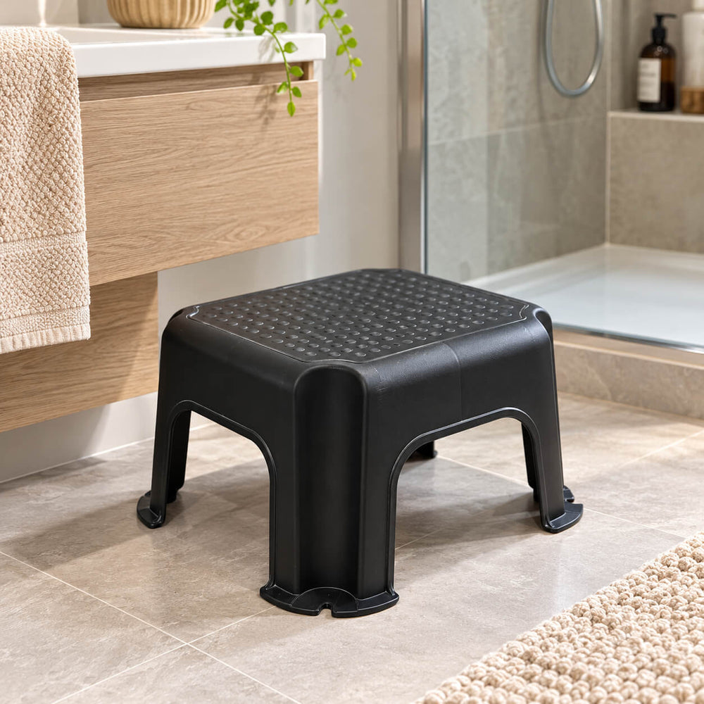 Rotho Modern Black Non-Slip Step Stool
