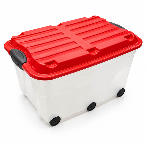 Rotho Roller Storage Box with Lid & 6 Wheels 57L – Made in Switzerland