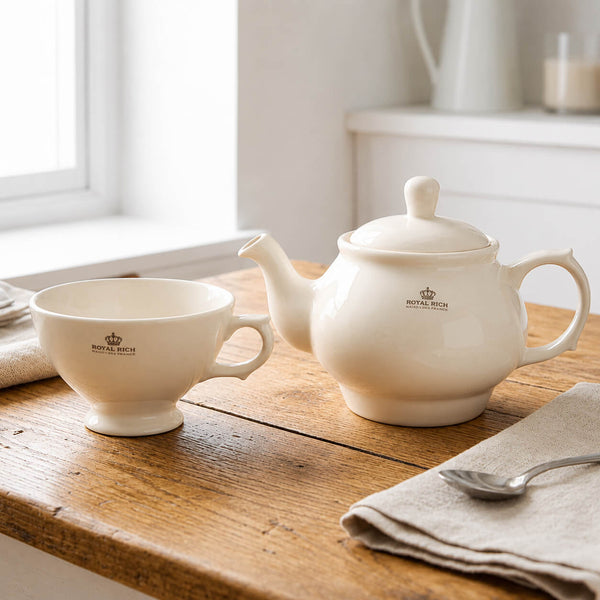 Royal Boch 2-Piece Ceramic Tea Set – Teapot & Mug – Ivory – 600 ml