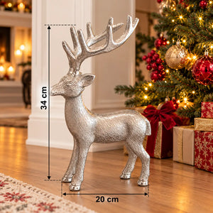 Christmas Chalet Silver Reindeer Decoration – 34 cm