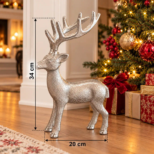 Christmas Chalet Silver Reindeer Decoration – 34 cm